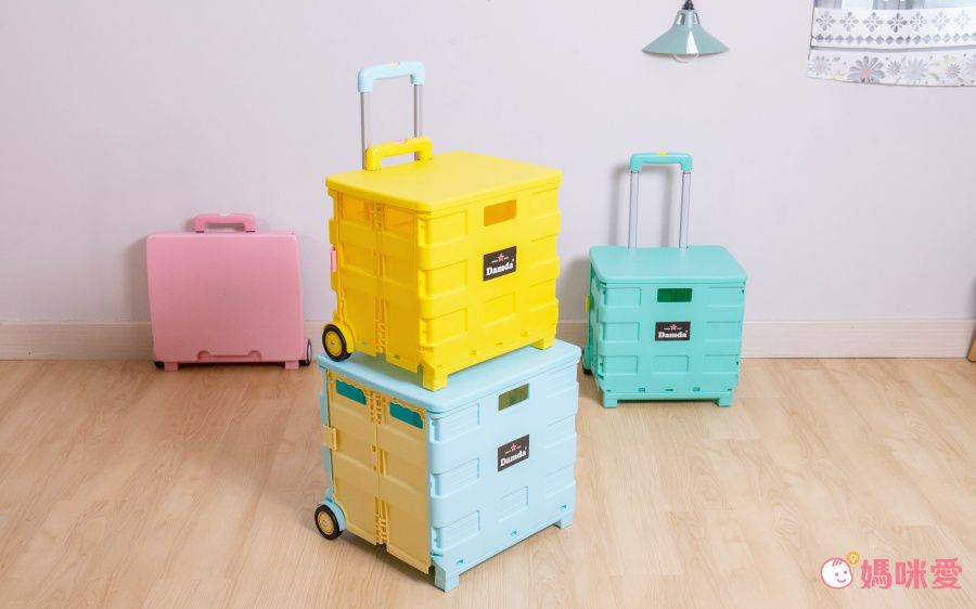 韓國 Damda - 折疊收納手拉車-小-櫻花粉-尺寸：38X30cm, 容量37L