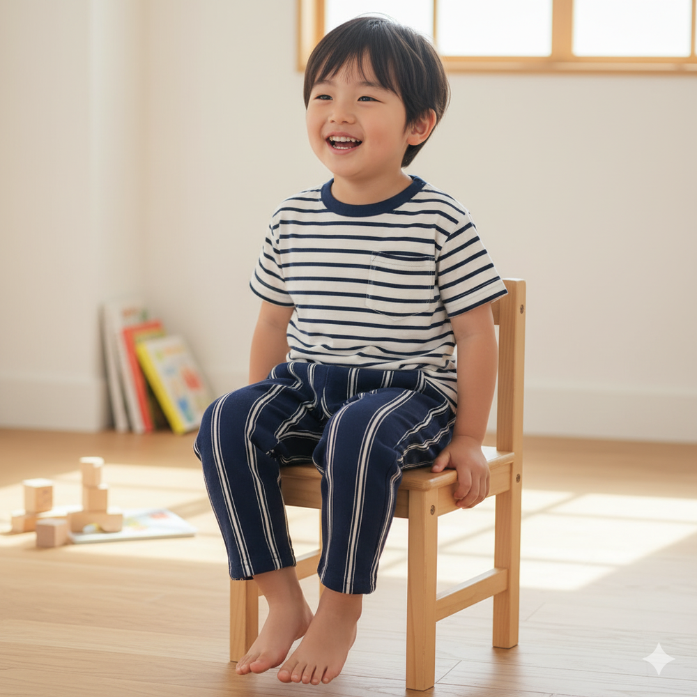 褲子-毛圈布-深藍色