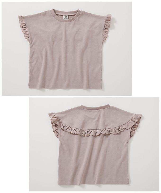 日本 devirock - 可愛女孩短袖上衣-整圈荷葉邊-煙燻粉