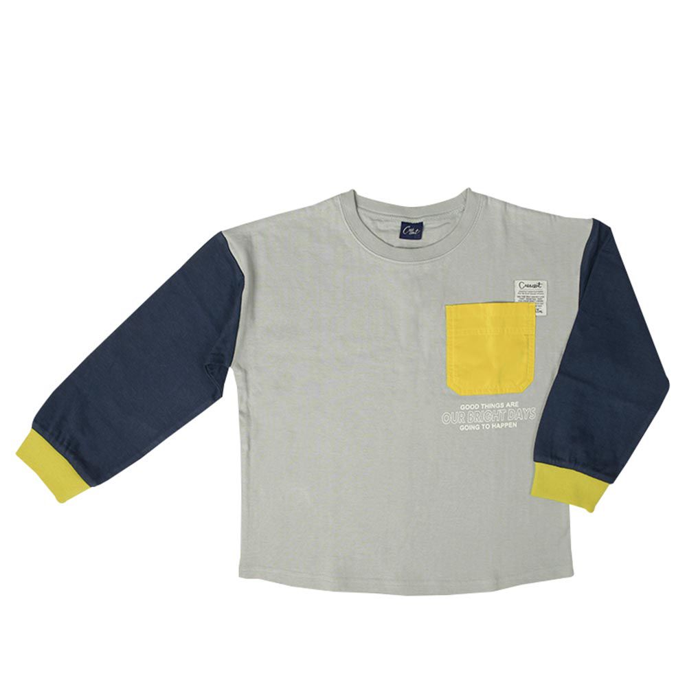 akachan honpo - T恤-平織口袋-灰色