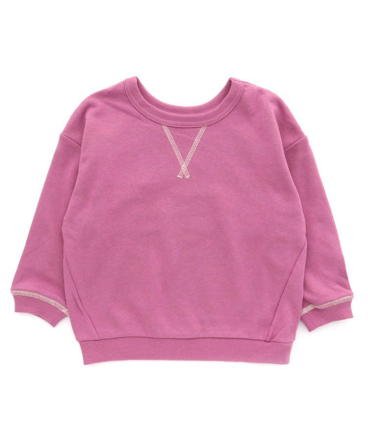 日本 BREEZE - 正反OK！裏毛圓領縫線長袖上衣-橘