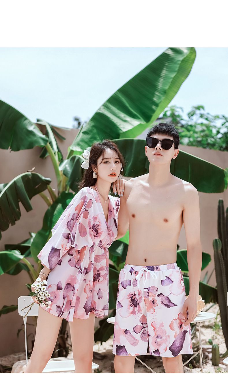 男士泳褲-唯美花瓣-紫+粉-直播專屬