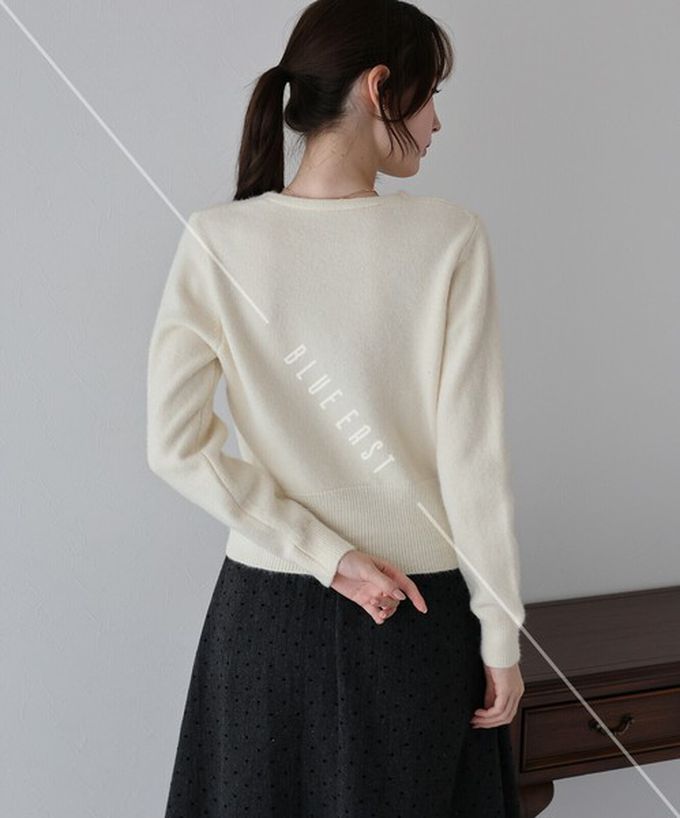 日本 BLUE EAST - 愛心蝴蝶結扣成熟甜美針織開襟衫-白 (M)