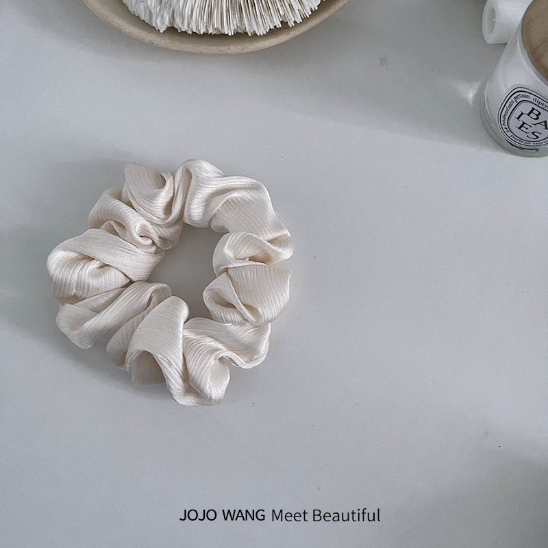 高級紋理皺摺髮圈(小)-米白色