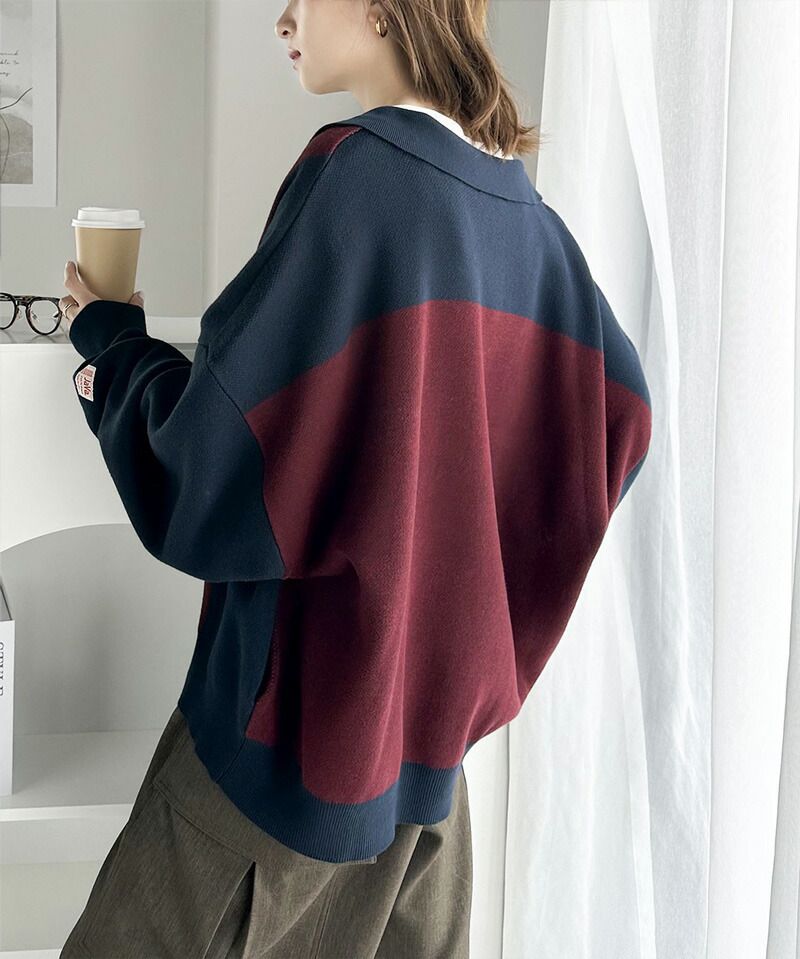 日本 Classical Elf - Java聯名 撞色條紋拉鍊針織薄外套-淺杏x米