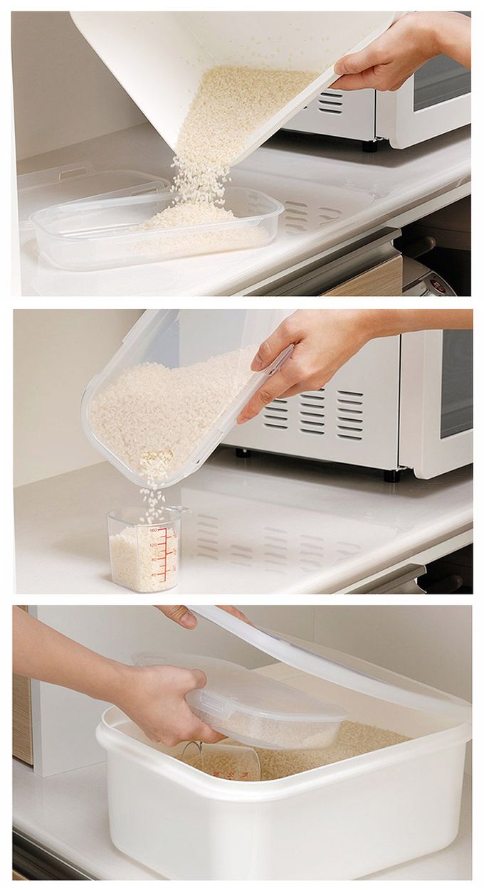 日本 INOMATA - 掀蓋式雙層儲米箱6KG附量米杯