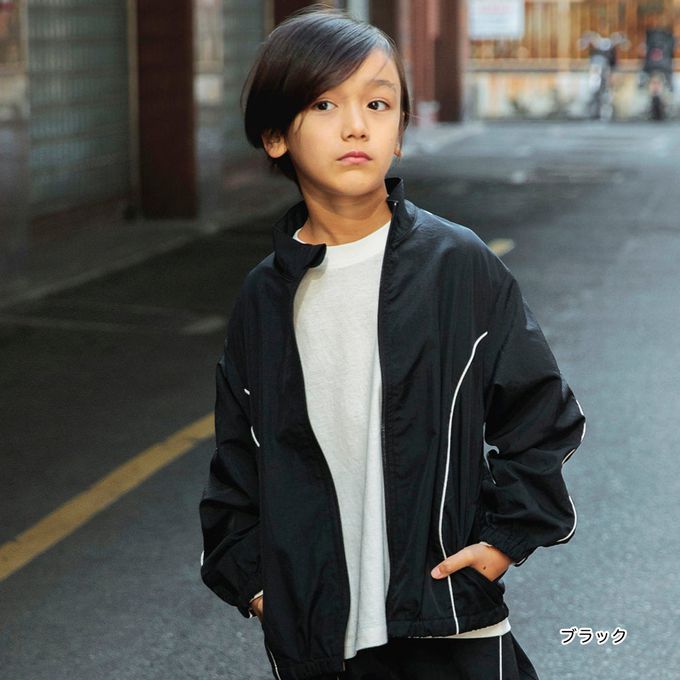 日本 BRANSHES - 低調線條滾邊輕量尼龍外套-灰x螢綠