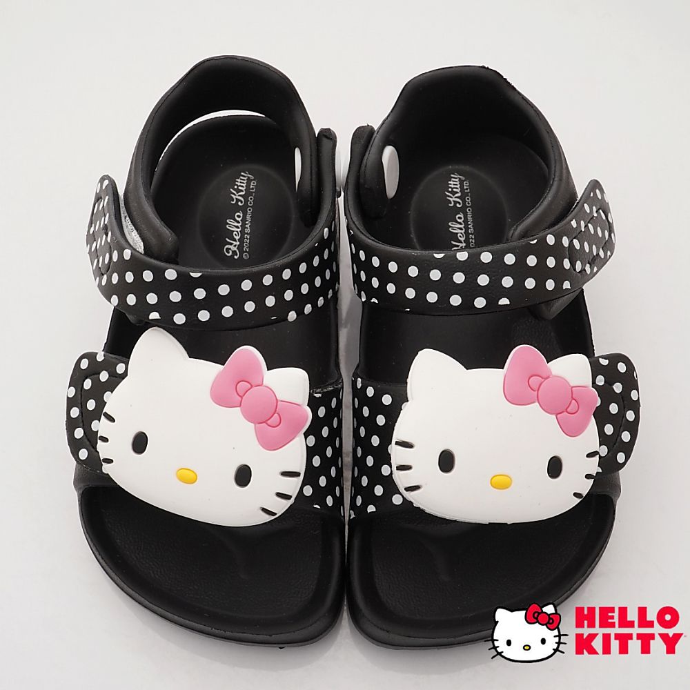 HELLO KITTY - 台灣製可愛凱蒂貓休閒涼鞋(中小童段)-黑
