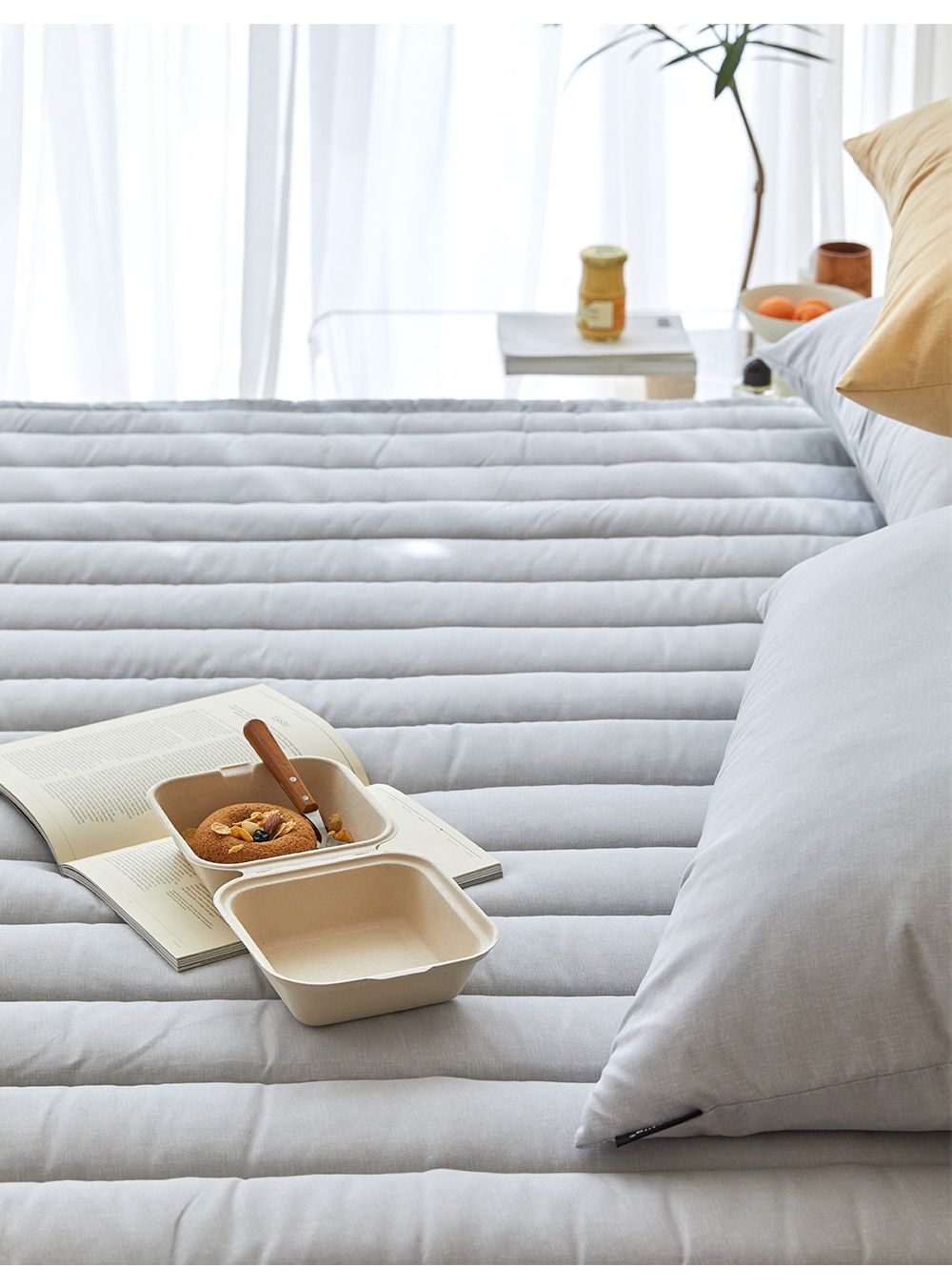 韓國 Maatila - 可水洗超細纖維桃皮感保潔墊/睡墊-石灰藍