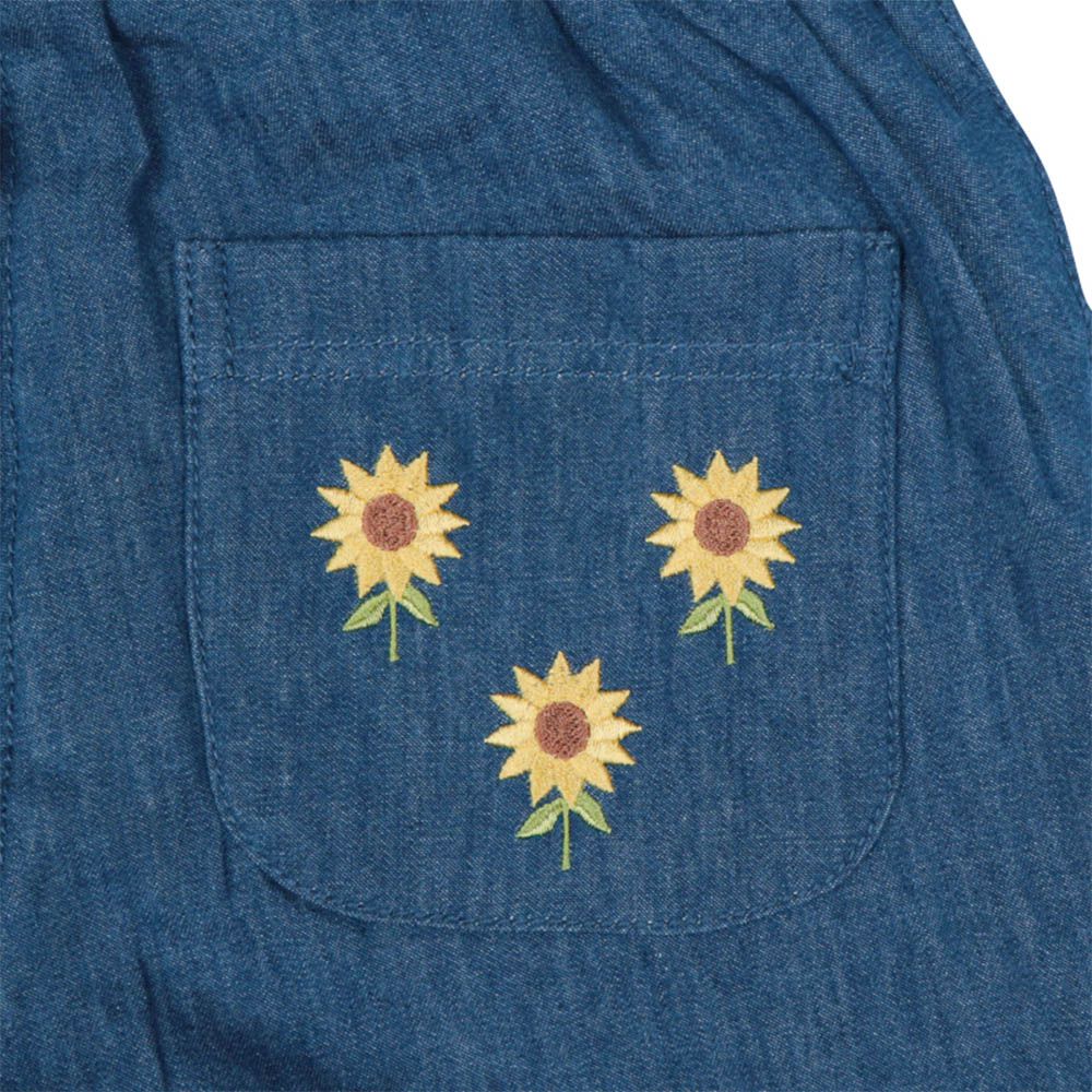 7分褲-口袋刺繡-深藍