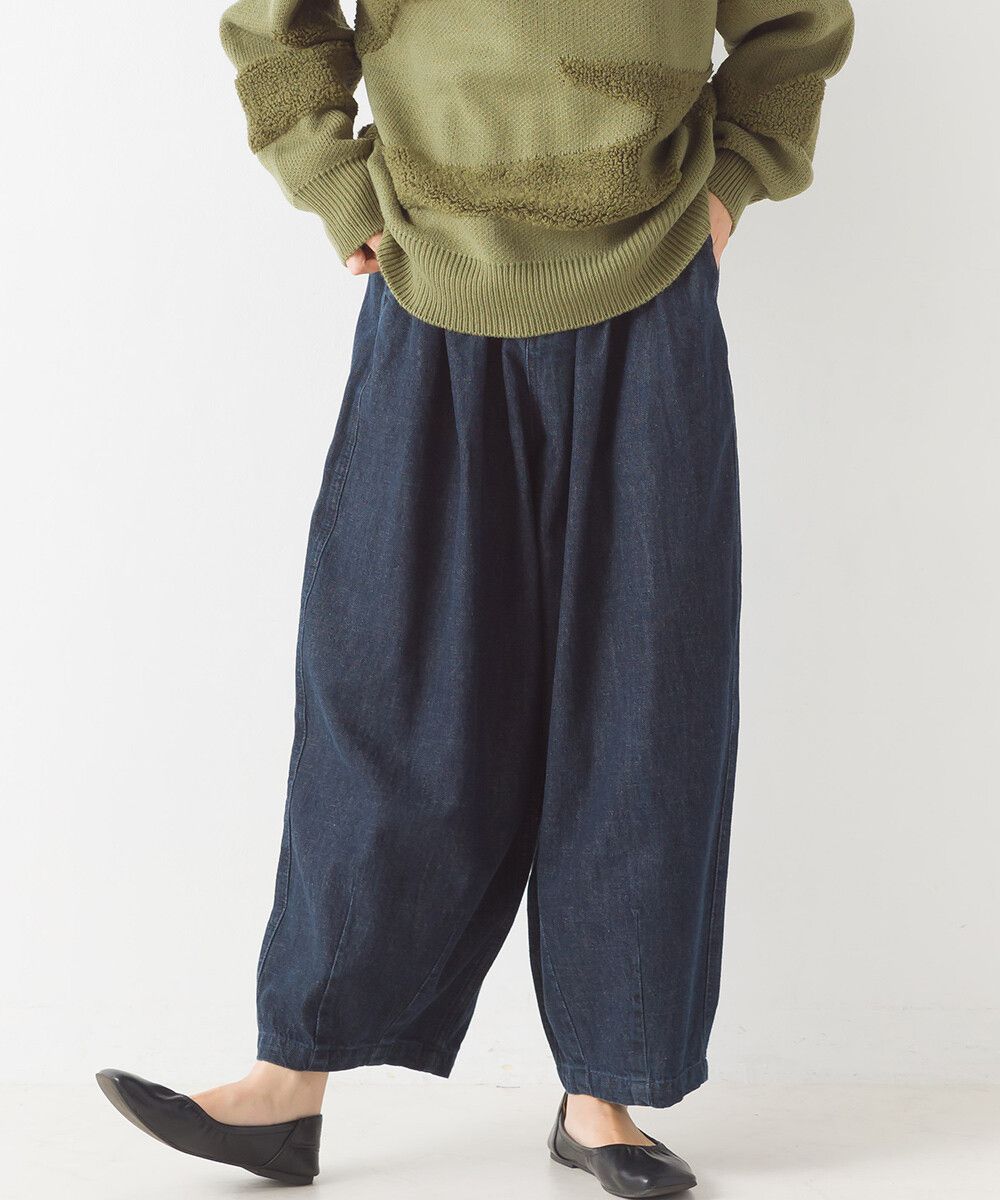 日本 OMNES - 繭型舒適休閒寬褲-一般款-卡其