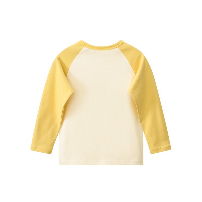 純棉圓領薄長袖上衣-熊熊的花花裙-杏+黃