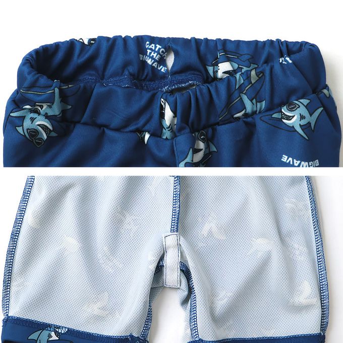 日本 ZOOLAND - 接觸冷感 透氣鯊魚印花短褲-深藍