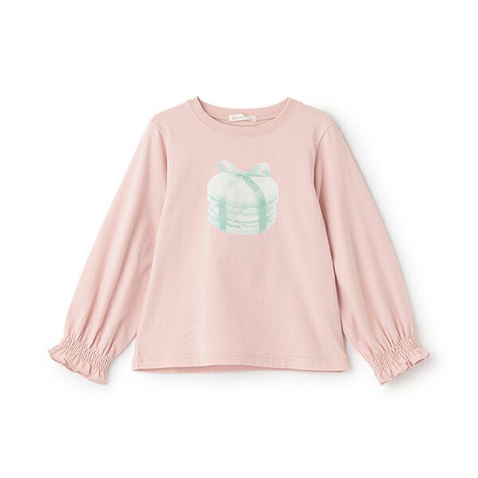 日本 Lycee mine - 夢幻印花荷葉縮口長袖上衣-優雅兔兔-粉紫