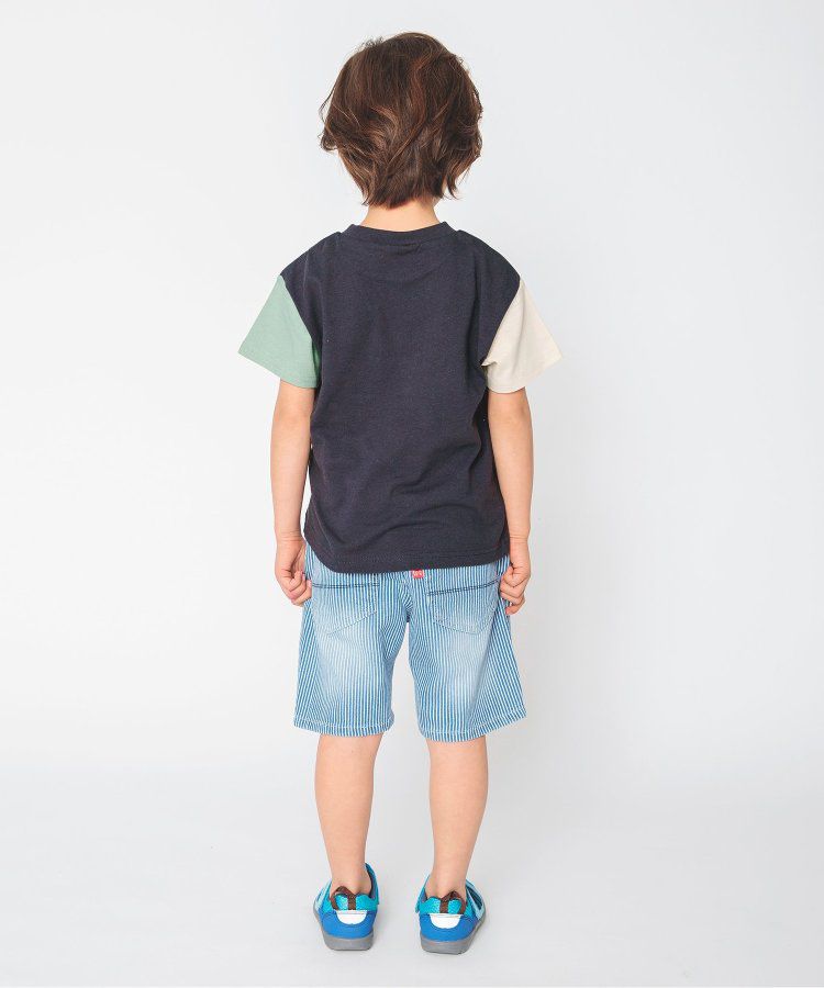 日本 BREEZE - 百搭舒適圓領短袖上衣-條紋-萊姆綠