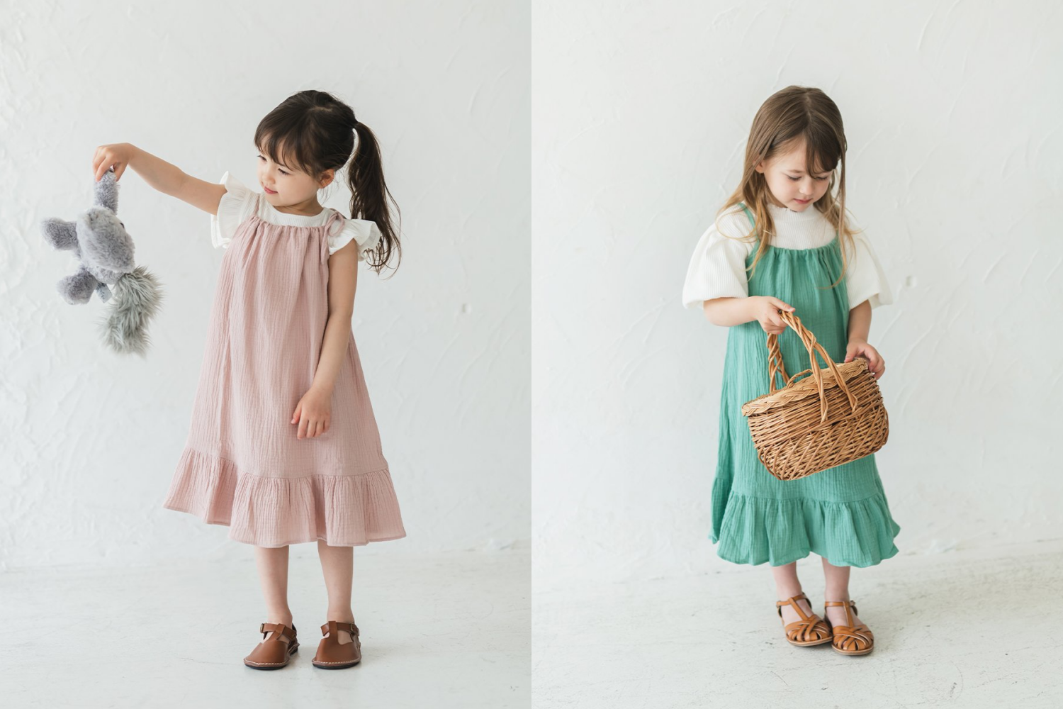 日本 riziere - 純棉二重紗細肩綁帶洋裝-櫻花粉