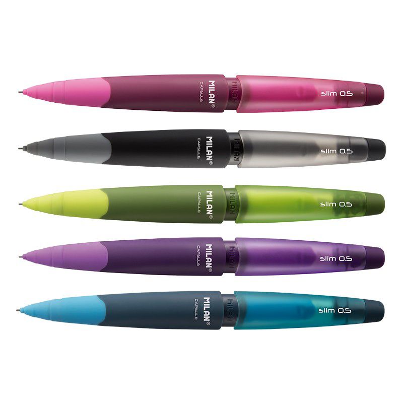 MILAN - 果凍自動鉛筆0.5mm(2入)+筆芯_0.5mm_HB(1入)-紅/藍