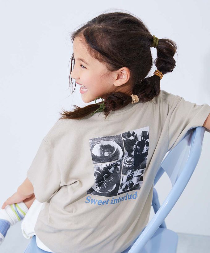 日本 devirock - 100%棉 定番可愛女孩印花短袖上衣-玫瑰-淺紫