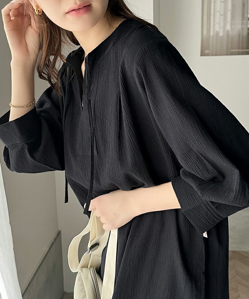 日本 Classical Elf - 透氣楊柳慵懶感開襟長袖洋裝-灰藍