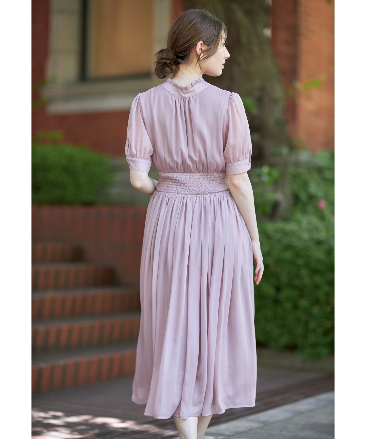 日本 tocco-closet - 2WAY甜美蝴蝶結雪紡洋裝-海軍藍