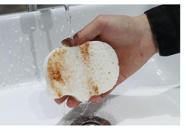 卡通吸水印花壓縮木漿海綿洗碗刷-可愛乳牛 (8.7x8cm)