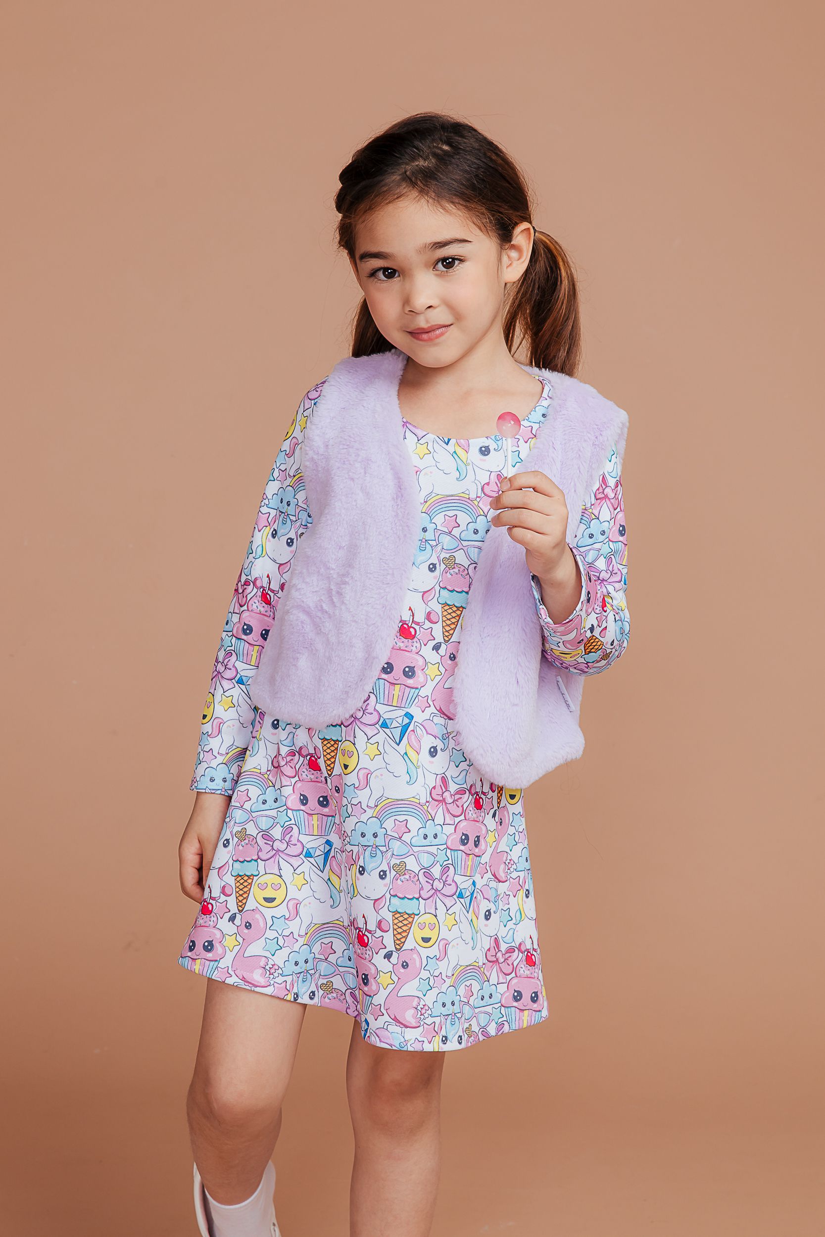 Love, Charlotte - 獨角獸洋裝配毛毛背心-獨角獸洋裝-內含洋裝+背心