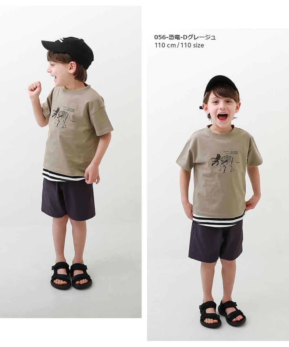 日本 devirock - 純棉定番印花短袖上衣-線條滑板少年-淺灰-478816