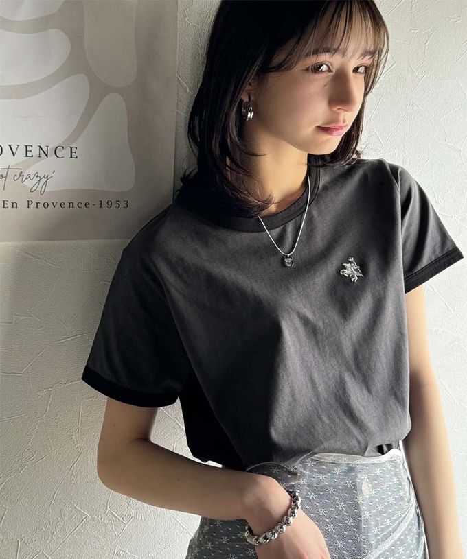 日本 Classical Elf - logo刺繡滾邊光澤感短袖T恤-白