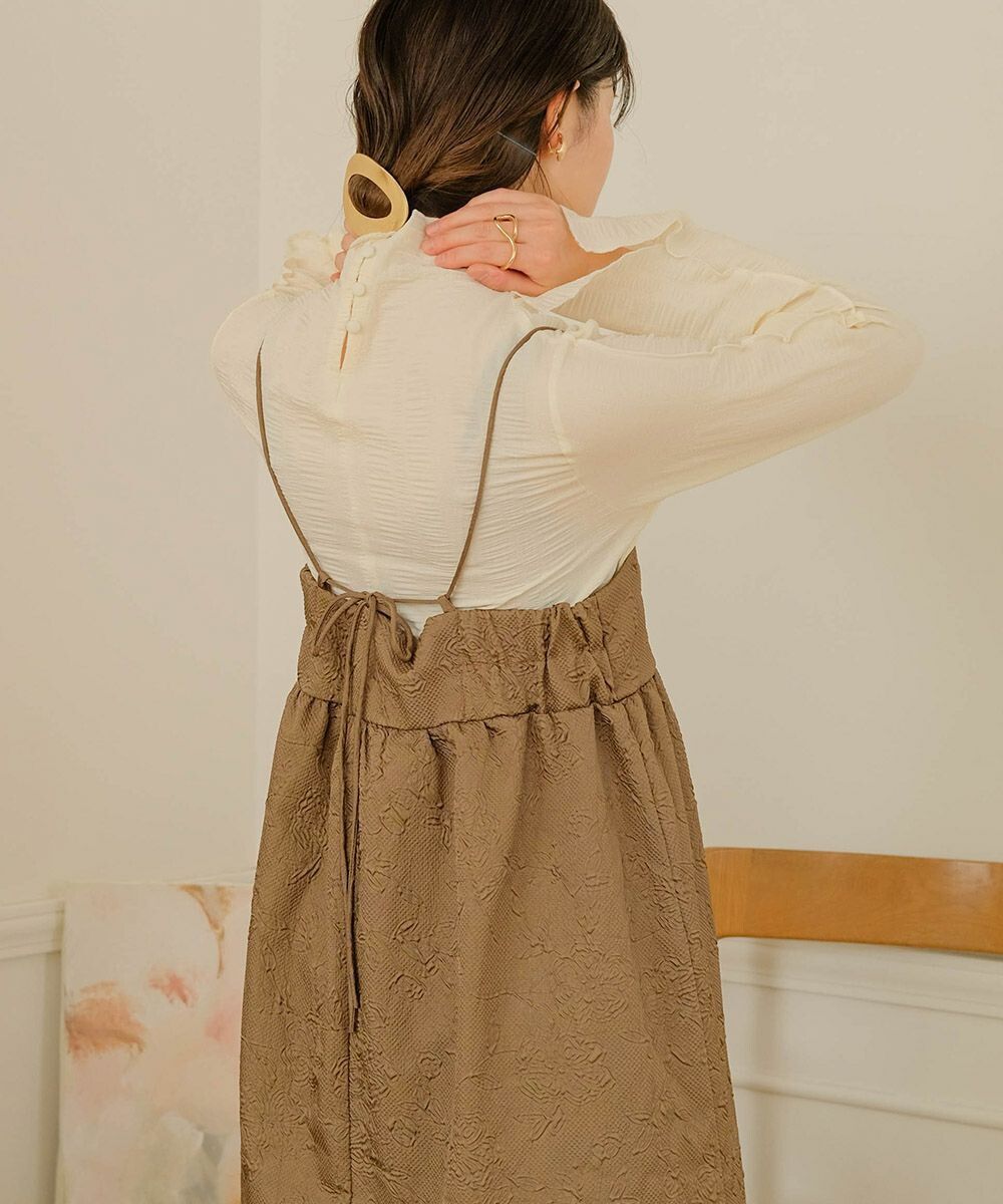 日本 Bab - 質感皺縮木耳領長袖上衣-酪梨綠