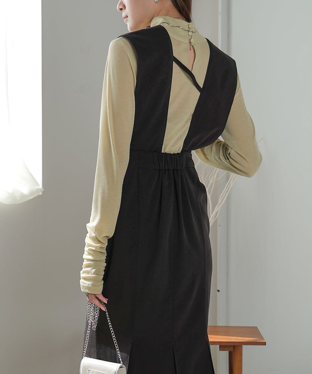 日本 Bab - 2WAY立領排扣薄長袖上衣-淺綠