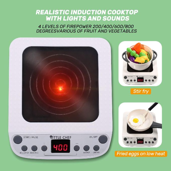 CuteStone - 兒童仿真噴霧湯鍋與聲光電磁爐套裝玩具40件組 (盒損福利品)