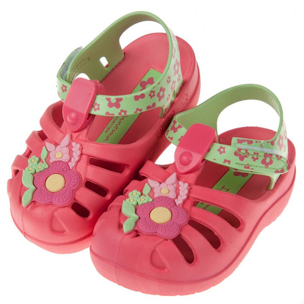 巴西 Ipanema - 童趣夏日花漾桃紅色寶寶涼鞋
