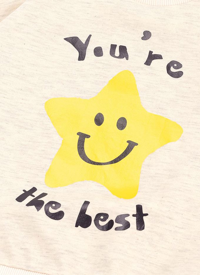 韓國 OZKIZ - 微笑STAR圓領長袖套裝-粉紫