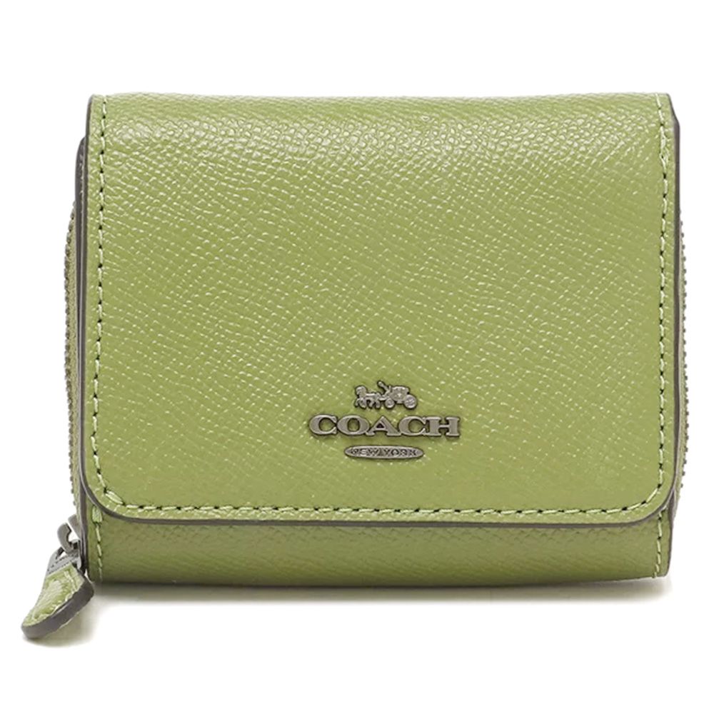 防刮皮革三折短夾 (森林綠)