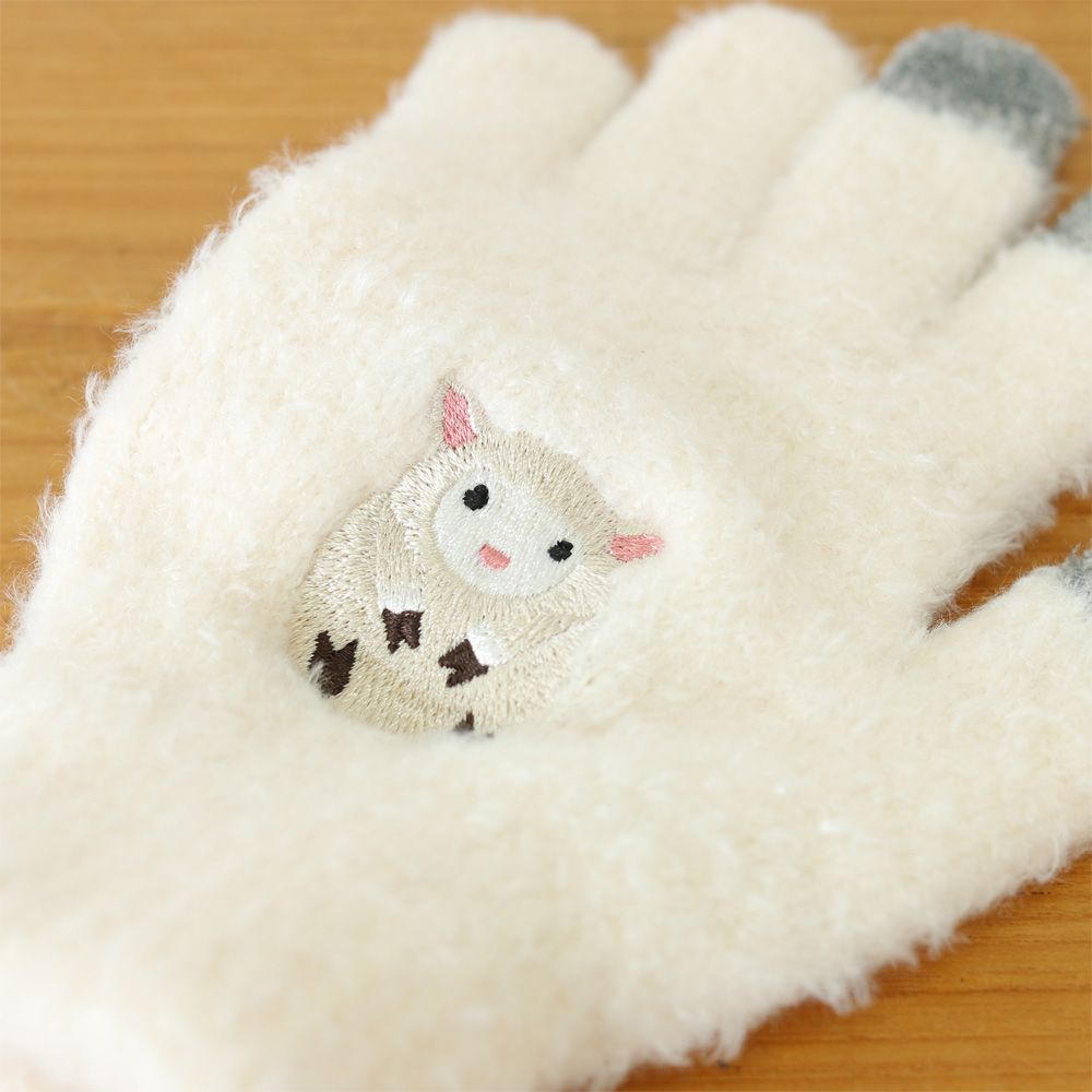 日本 TOMO - 大人可觸控短絨保暖手套-小刺蝟-紅棕