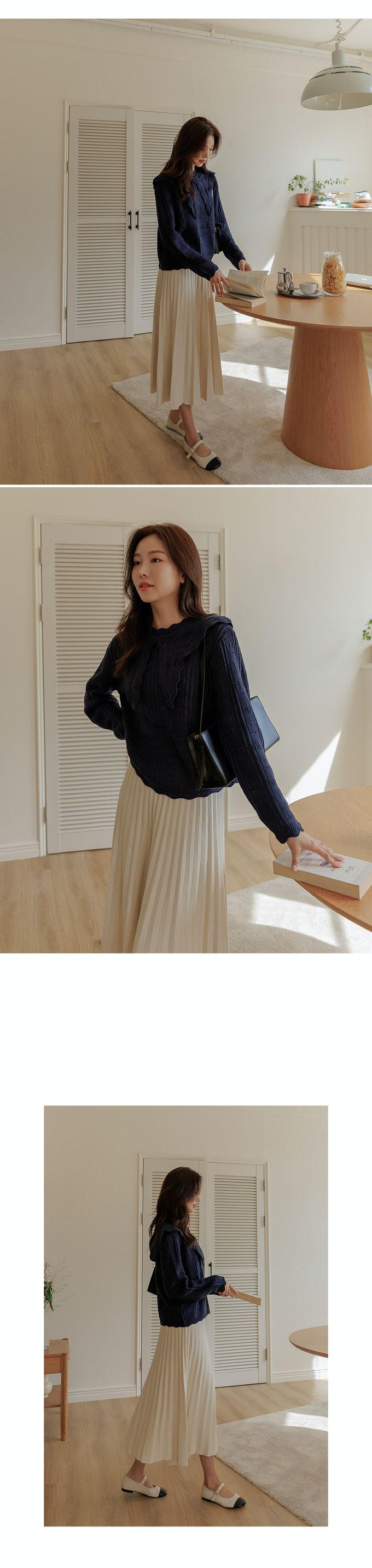 韓國 Urbantheroom - 優雅迷人百褶針織裙-象牙色 (Free)