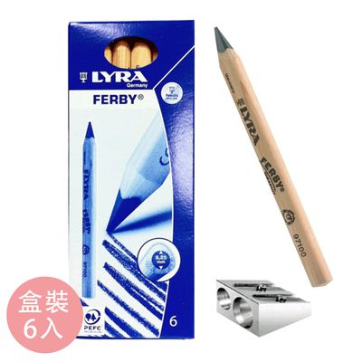 德國LYRA - 兒童三角原木鉛筆12cm/6入附筆削-3~5歲