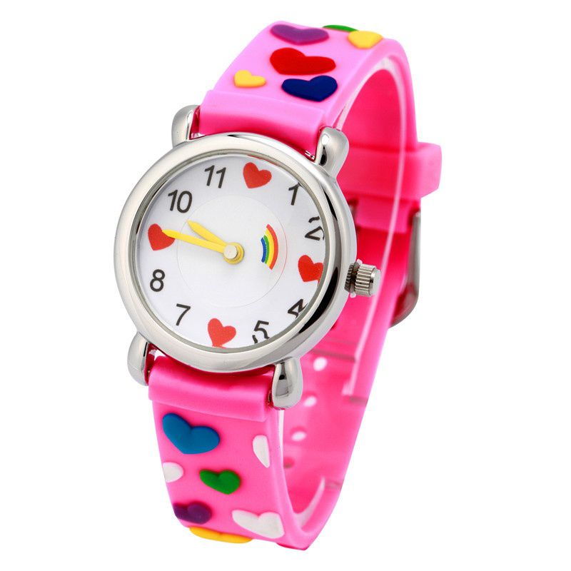 3D立體卡通兒童手錶-經典小圓錶-粉紅愛心