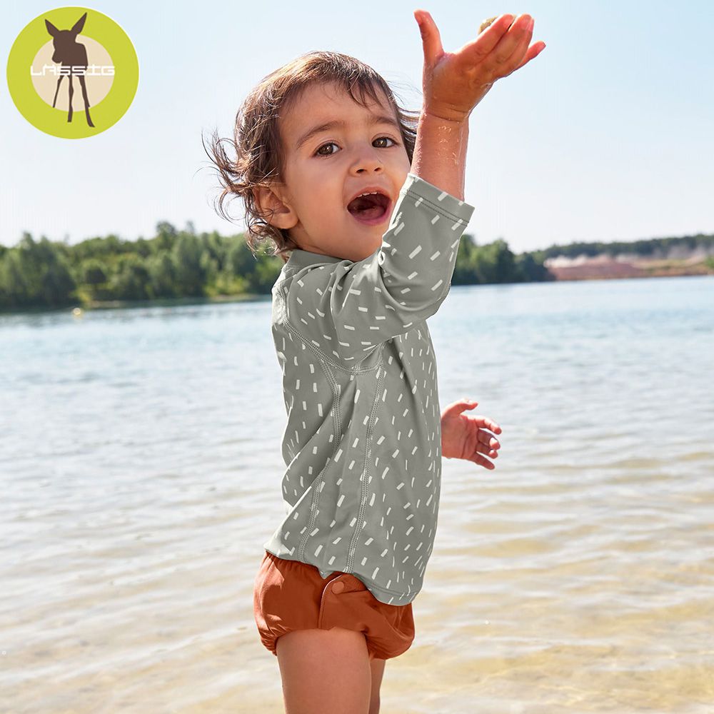 德國 Lassig - 嬰幼兒抗UV長袖泳裝上衣-灰大象