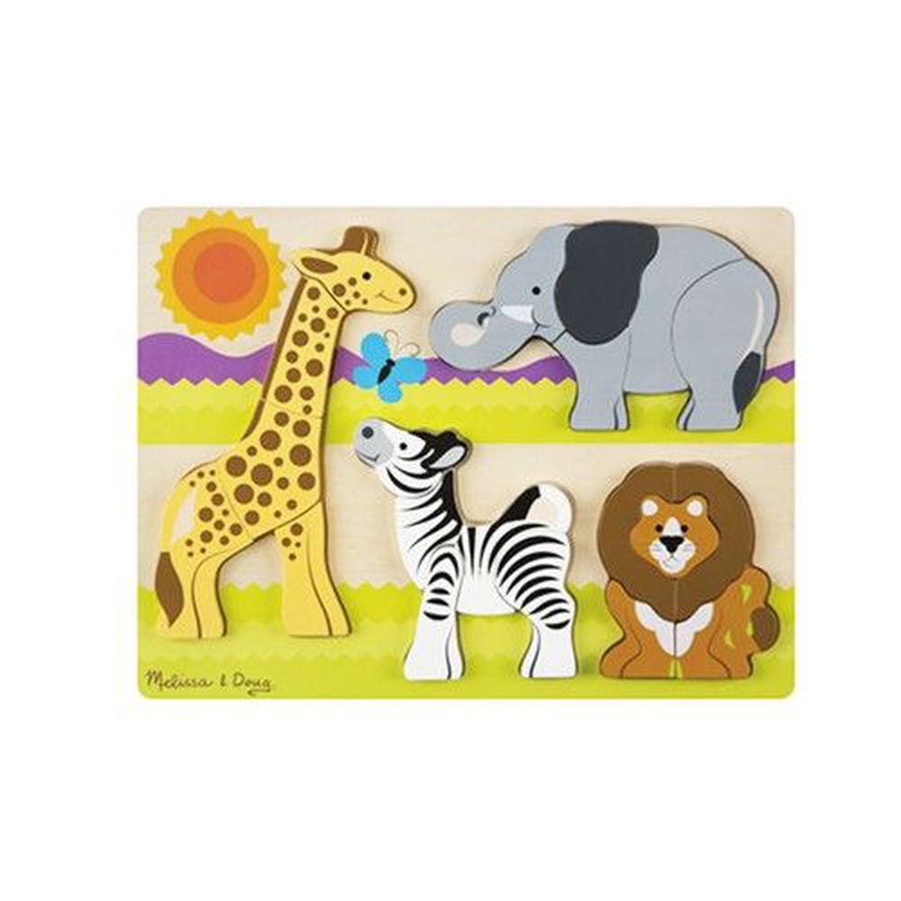 美國瑪莉莎 Melissa & Doug - MD 厚塊拼圖-非洲動物園-20塊(4種各5塊)