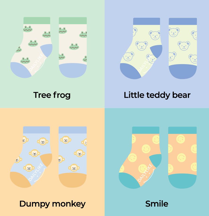 韓國 Daily Like - 兒童襪子/中筒襪4入組-透氣網眼