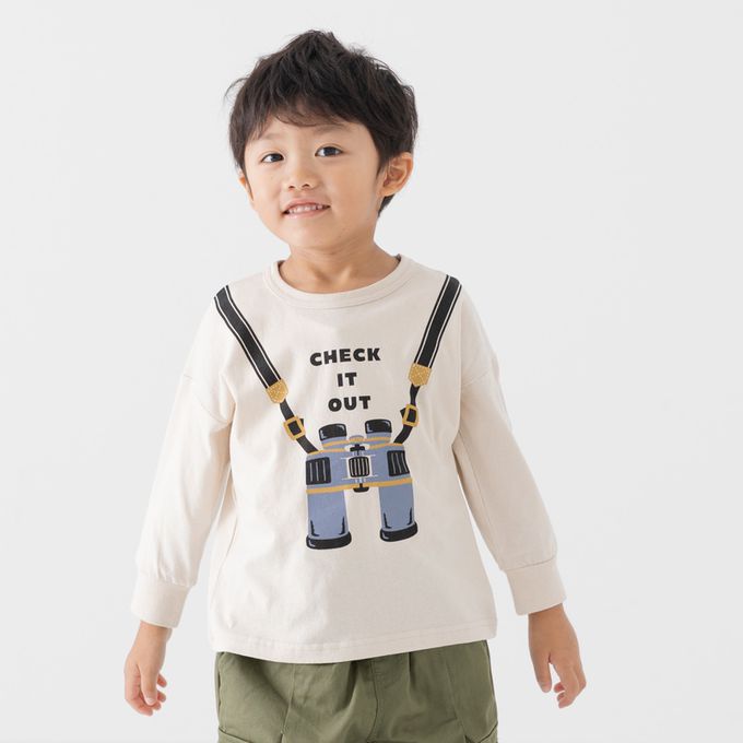 日本 Chil2 - 俏皮印花純棉薄長袖上衣-露營車-奶油杏