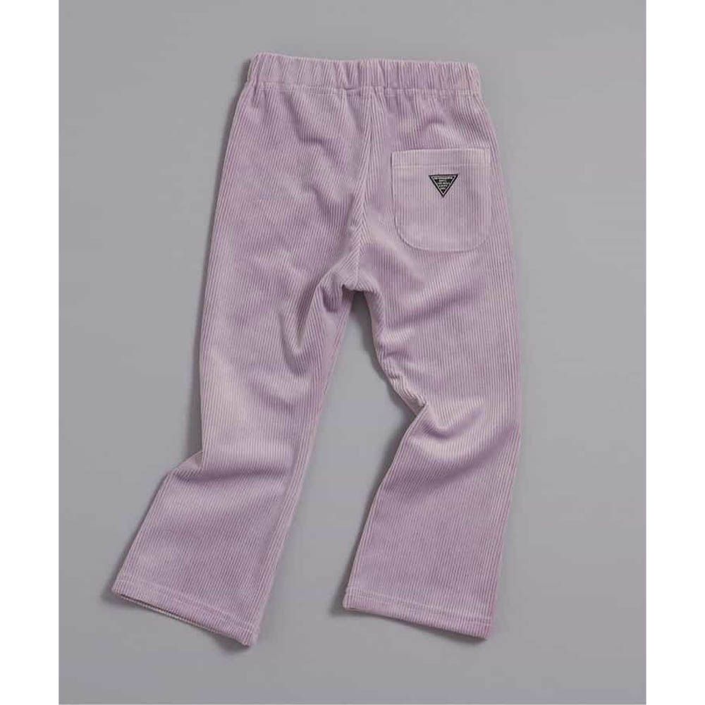 季節感舒適絨面微喇叭長褲-紫