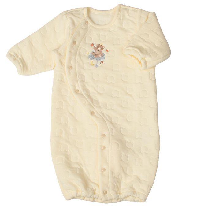 akachan honpo - 長袖連身衣 保暖鋪棉-附背心-淺卡其色 (50~60cm)