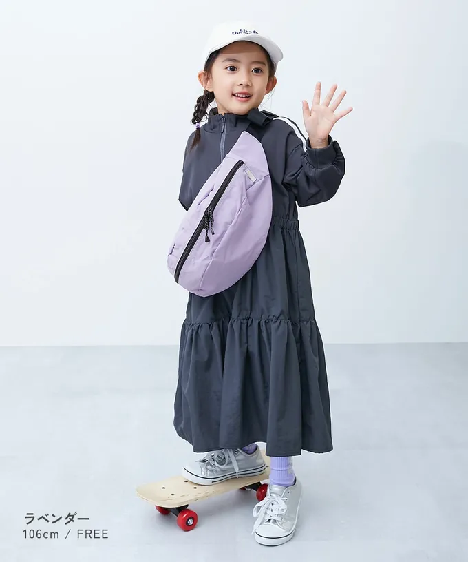 日本 devirock - 飽和色大容量側揹腰包(親子通用)-寶石紅 (約17x43x11cm)