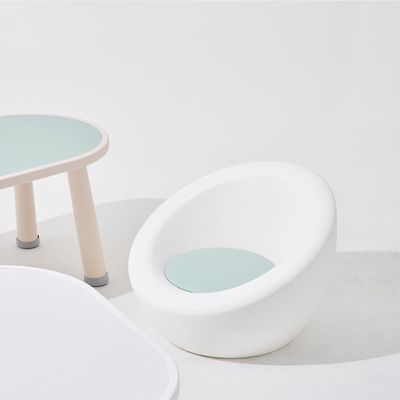 韓國 iFam - 兒童小沙發椅-經典白〈附湖水藍坐墊〉 (58.9cm x 55.8cm x 42.3cm)