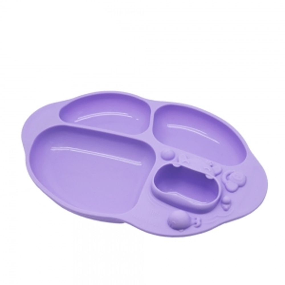 MARCUS＆MARCUS - 動物樂園造型吸力分隔餐盤-鯨魚(紫)