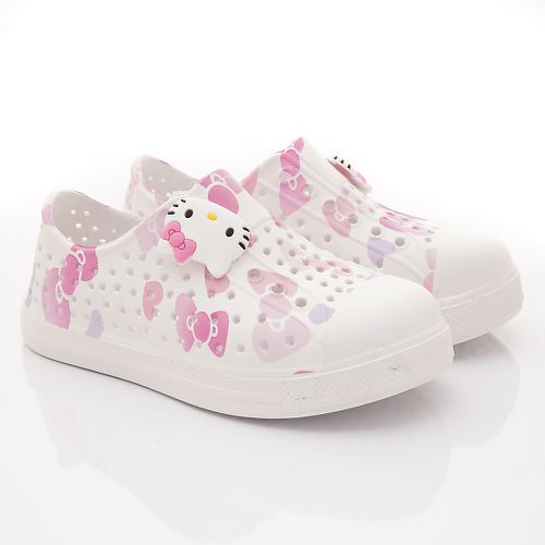 HELLO KITTY-印花洞洞休閒便鞋-823627白(中小童段)-休閒鞋-白