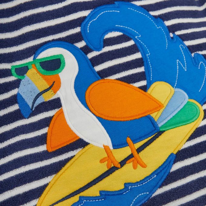 英國 JoJo Maman BeBe - 嬰幼兒/兒童游泳浴巾＆浴袍-衝浪大嘴鳥