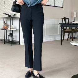 韓國女裝連線 - VETICA 韓製顯瘦小腹收收露腳踝修身褲-黑